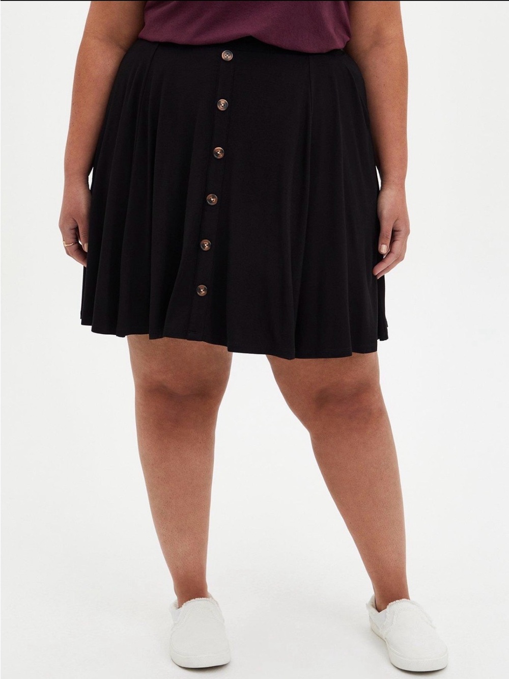 Torrid Super Soft Black Button Front Mini Skater Skirt Size 1 1X